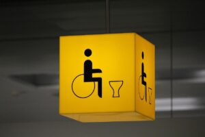 Rest room facilities designed for disabled workers